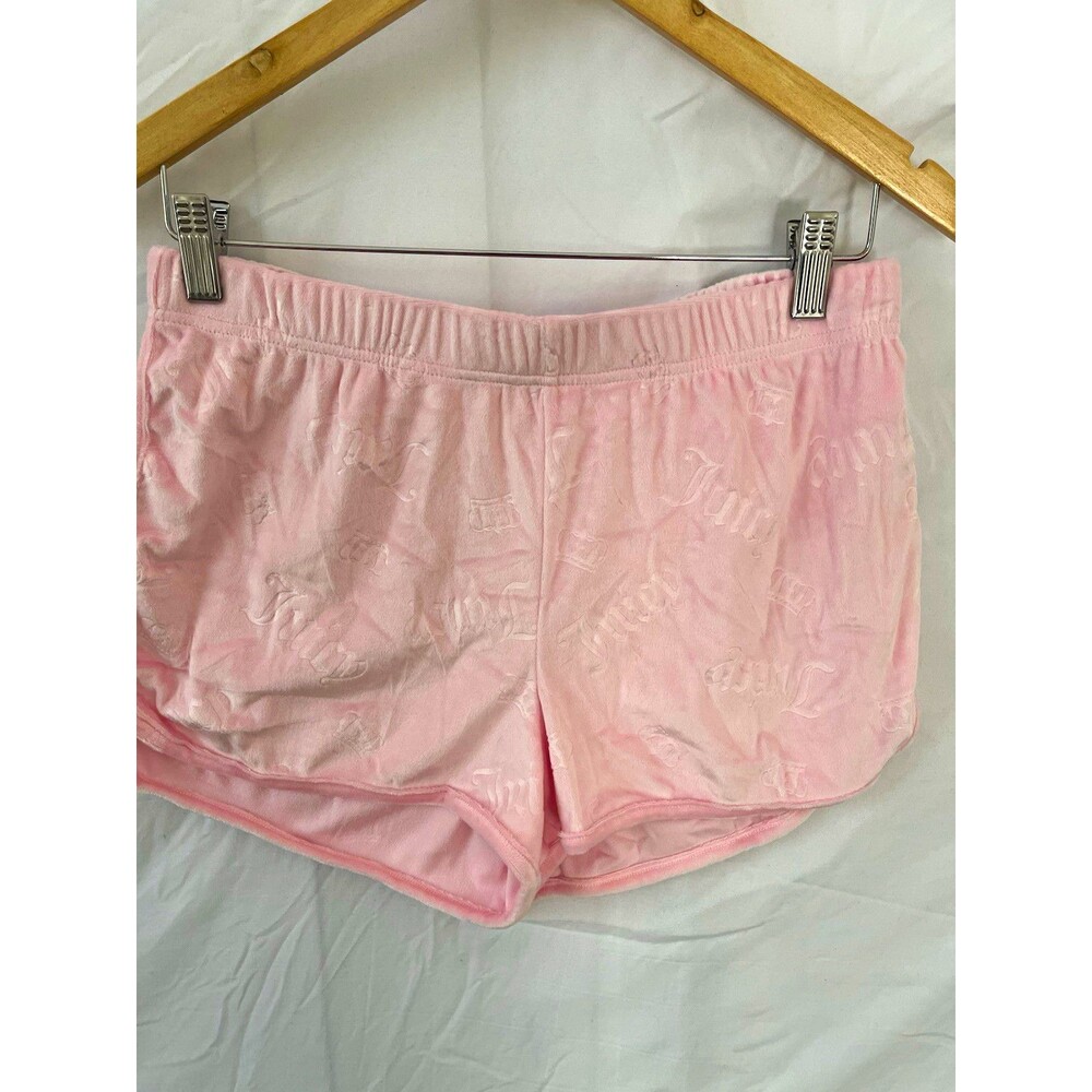 Juicy Couture Women’s Pink Velour Logo Drawstring Sleep Shorts, Size M